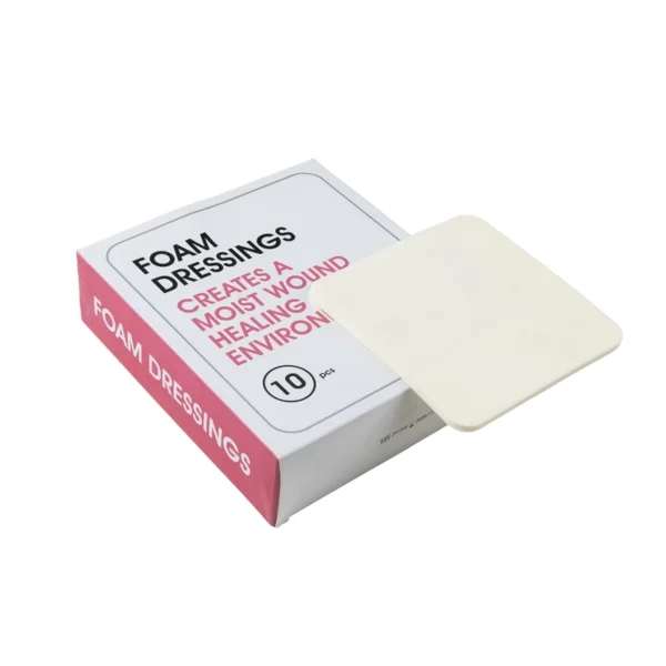 Box and product: foam dressing with polyurethane layer